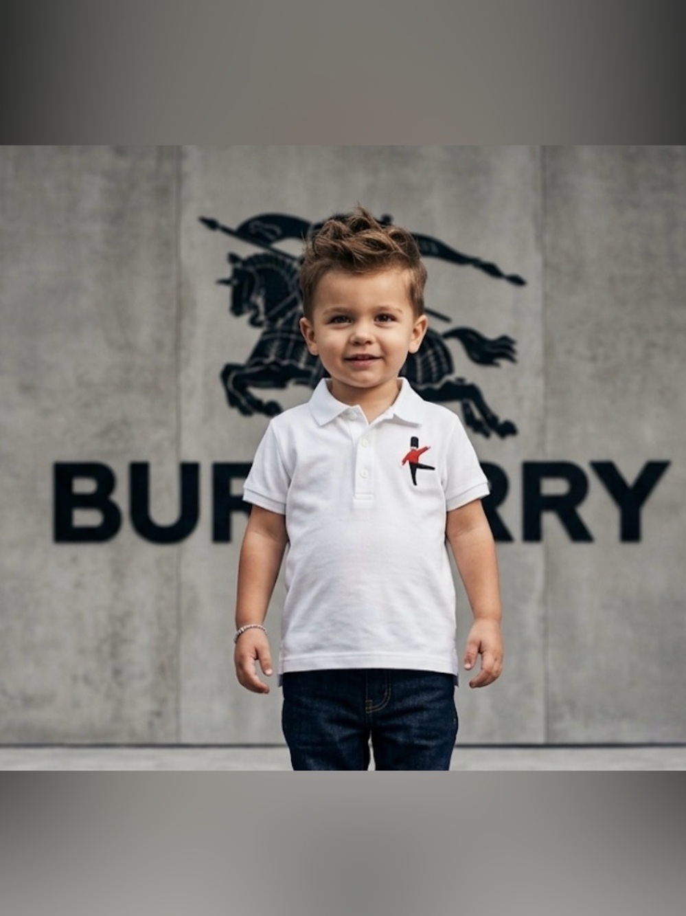 Authentic Burberry luxury designer toddler boys signature Polo shirt fits sz 4